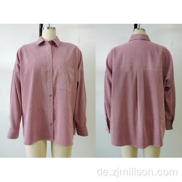 Rosa Farbe weicher Herbst Winter Langarm Shirt